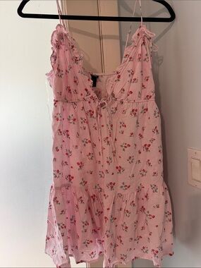 wild fable Pink Strawberry-Print Tie-Front Sundress NWT